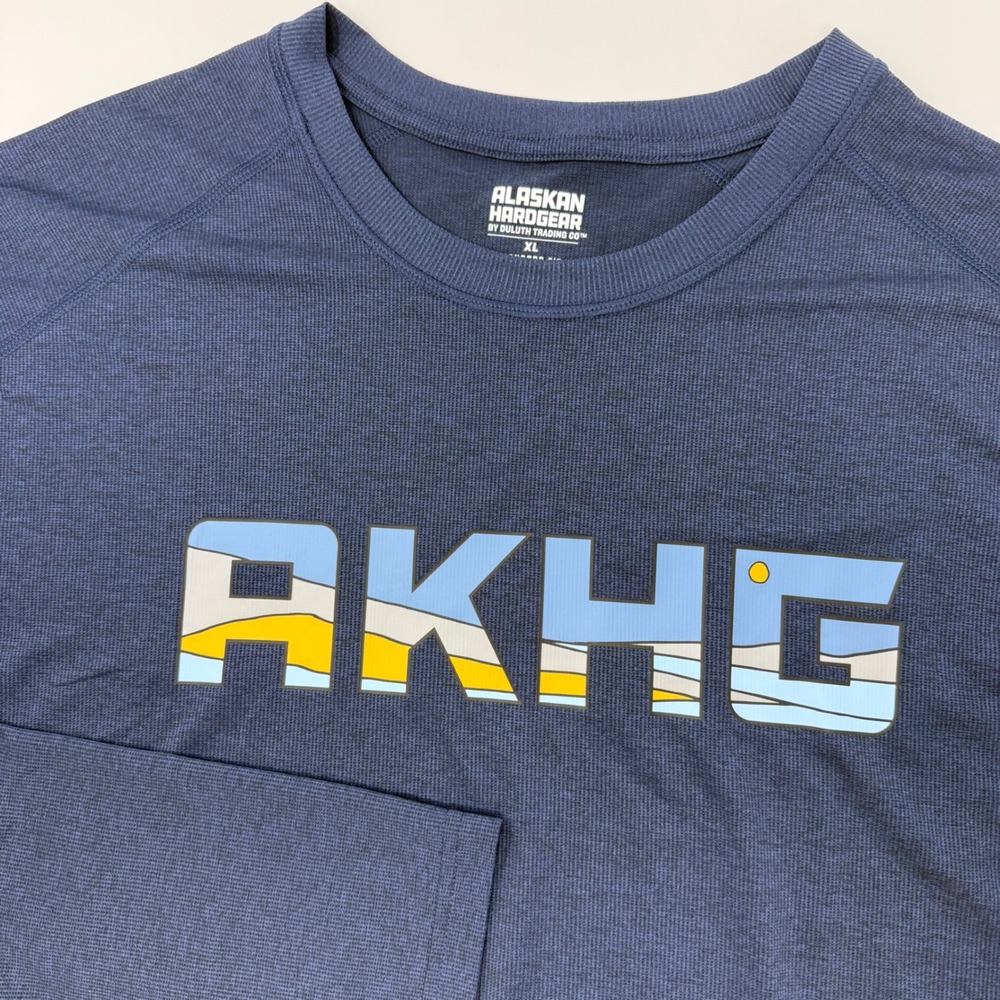 Alaskan Hardgear Duluth‎ Trading Co Mens XL Navy Blue Long Sleeve Graphic Shirt